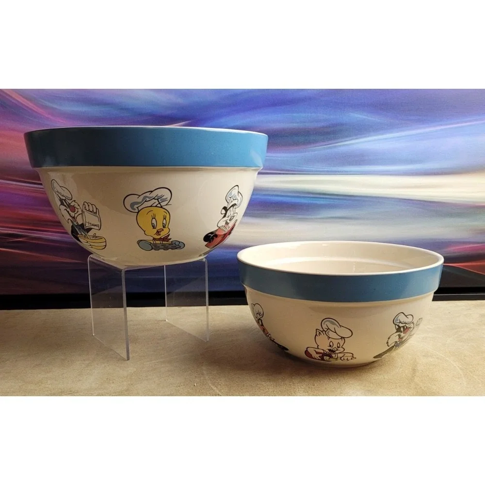 Vintage Warner Brothers Looney Tunes Mixing Bowl Set Ceramic Exclusive 1995-Rare